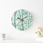枝，竹，白，緑，葉,竹 ラージ壁時計 (ホーム)