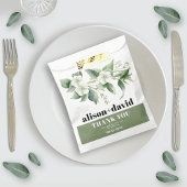 枝、緑の白い花のタイポグラフィ結婚ズ フェイバーバッグ