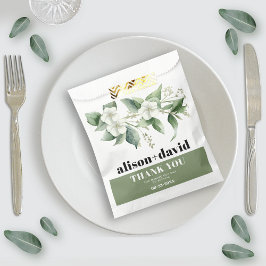 枝、緑の白い花のタイポグラフィ結婚ズ フェイバーバッグ