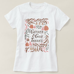 枝、葉、カボチャ秋 Tシャツ