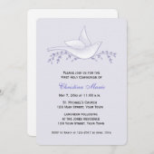 枝、薄紫、最初聖餐を持つ鳩 招待状 (正面/裏面)