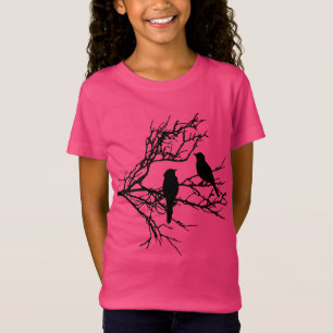 枝、黒いシルエットの鳥 Tシャツ