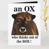 枠にとらわれない牛の挨拶 カード (黄色い花)