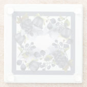 枠に青い花と果実 ガラスコースター (裏面)