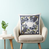 枠に青い花と果実 クッション (椅子)