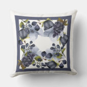 枠に青い花と果実 クッション (裏面)