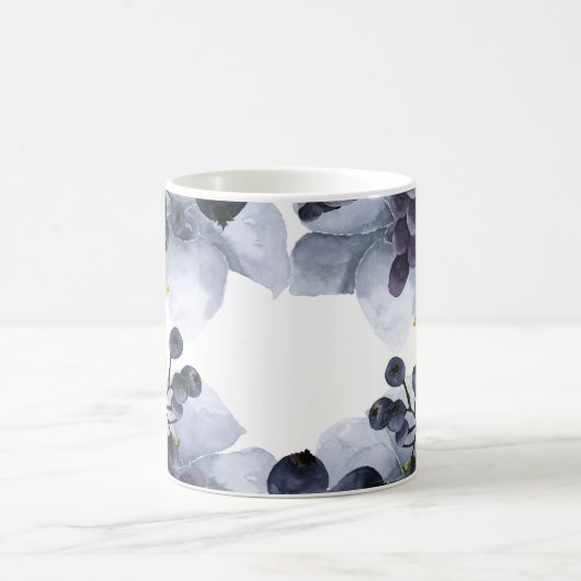 枠に青い花と果実 コーヒーマグカップ (中央)