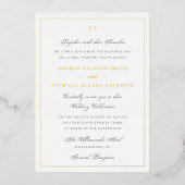 枠エレガント付きモノグラム緑結婚白 箔招待状 (正面)