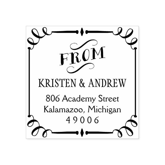 枠エレガント付き差出人住所 ラバースタンプ (インプリント)