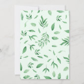 枠エレガント葉水色写真ベビー誕生 案内状 (裏面)