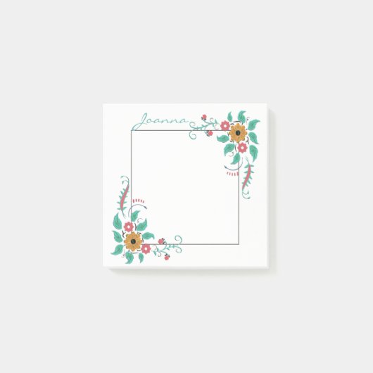 枠カラフル上の花 ポストイット (正面)