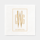枠シンプル付きイニシャル35文字モノグラム名#4 箔ナプキン (正面)