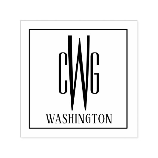 枠シンプル付きイニシャル35文字モノグラム名#4SQL セルフインキングスタンプ (デザイン)