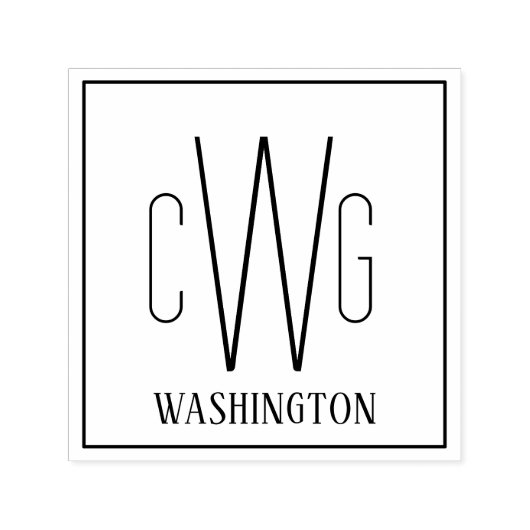 枠シンプル付きイニシャル35文字モノグラム名#5SQL セルフインキングスタンプ (デザイン)