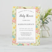 枠パーソナライズされた付きイエローピンクグリーン花模様 招待状 (スタンド正面)