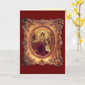 枠ビクトリアン内のエレガントビクトリアン人 カード (黄色い花)