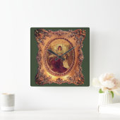 枠ビクトリアン内のエレガントビクトリアン人 スクエア壁時計 (ホーム)