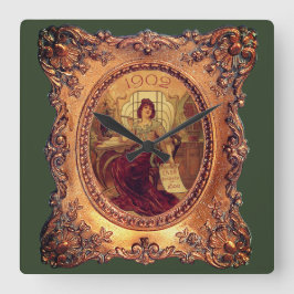 枠ビクトリアン内のエレガントビクトリアン人 スクエア壁時計