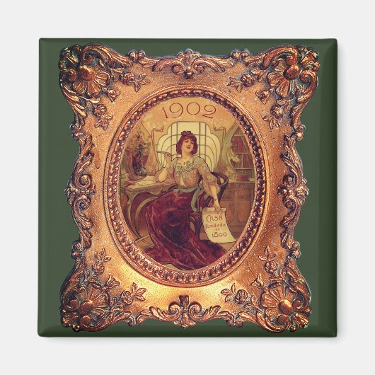 枠ビクトリアン内のエレガントビクトリアン人 マグネット (正面)