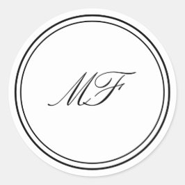 枠フォーマル付きクラシックモノグラム白黒結婚ズ ラウンドシール