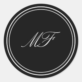 枠フォーマル付きクラシックモノグラム白黒結婚ズ ラウンドシール