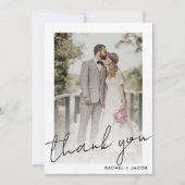 枠モダン付き写真のスクリプ結婚ト サンキューカード (正面)