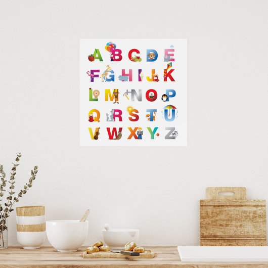 枠付きアルファベットプリント ポスター (キッチン)