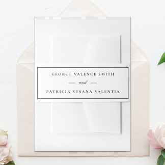 枠付きエレガント書道白結婚黒 招待状ベリーバンド