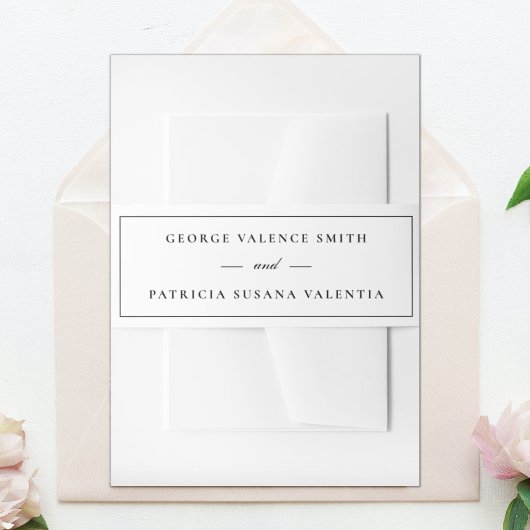 枠付きエレガント書道白結婚黒 招待状ベリーバンド