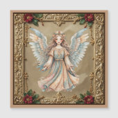 枠付きエンジェルクリスマス磁気カード (正面)