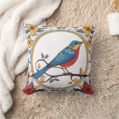 枠付きカラフル鳥フローラ装飾用クッション クッション (ブランケット)