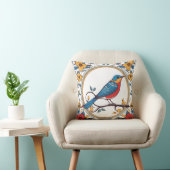 枠付きカラフル鳥フローラ装飾用クッション クッション (椅子)