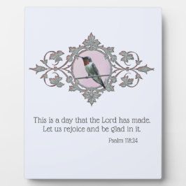 枠付きルビーの喉を切ったハミングバード フォトプラーク