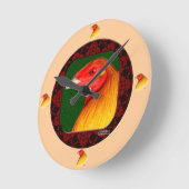 枠付きGamecock ラウンド壁時計 (傾斜)