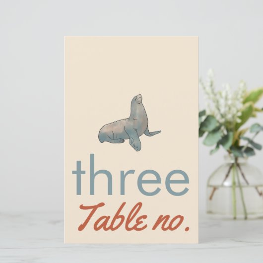 枠結婚の海動物付きのテーブル番号 (スタンド正面)