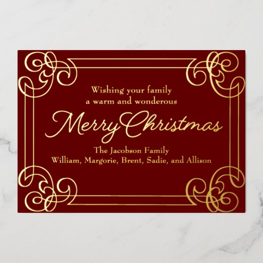 枠華美付きクリスマス気持ち 箔シーズンカード (正面)