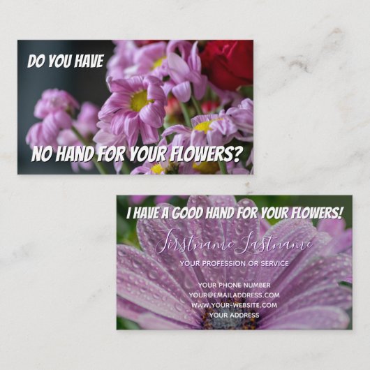 枯れた花おもしろい花屋の専門知識が必要バス 名刺 (正面/裏面)