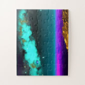 架空の惑星を覆う宇宙のネオンパープルスカイ ジグソーパズル (縦)