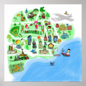 架空の港湾都市の漫画の地図 ポスター (正面)