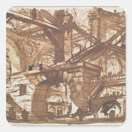 架空の監獄のスケッチ スクエアシール (正面)