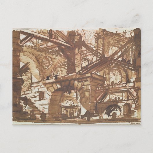 架空の監獄のスケッチ ポストカード (正面)