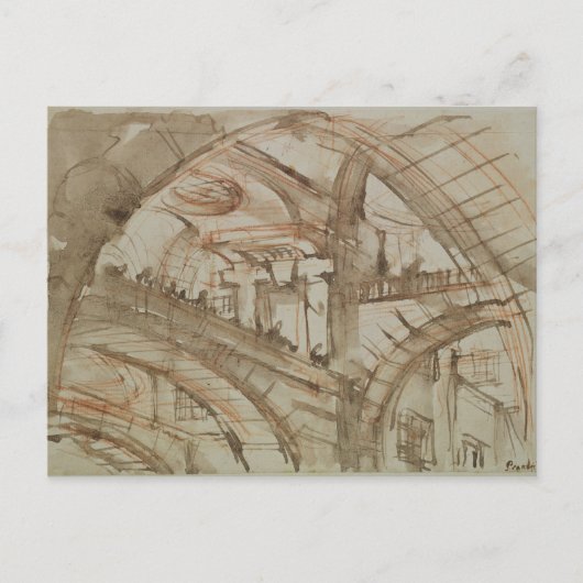 架空の監獄のスケッチ ポストカード (正面)