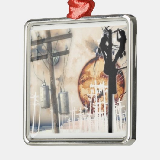 架線工夫のオーナメント メタルオーナメント (左)