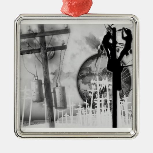 架線工夫のオーナメント メタルオーナメント (正面)