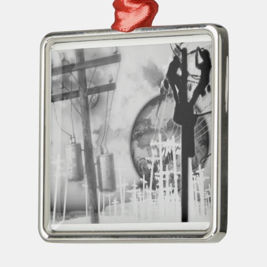 架線工夫のオーナメント メタルオーナメント (左)