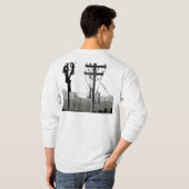 架線工夫の長袖のワイシャツ Tシャツ (裏面フル)