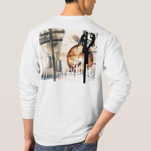 架線工夫の長袖のワイシャツ Tシャツ (裏面)