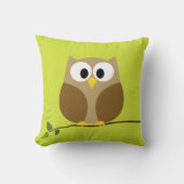 柄が後ろに付いた枝の上にかわいいフクロウ漫画 クッション (正面)