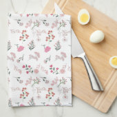 柄のキッチンタオルに詰まった繊細な花 キッチンタオル (四つ折り)