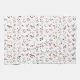 柄のキッチンタオルに詰まった繊細な花 キッチンタオル